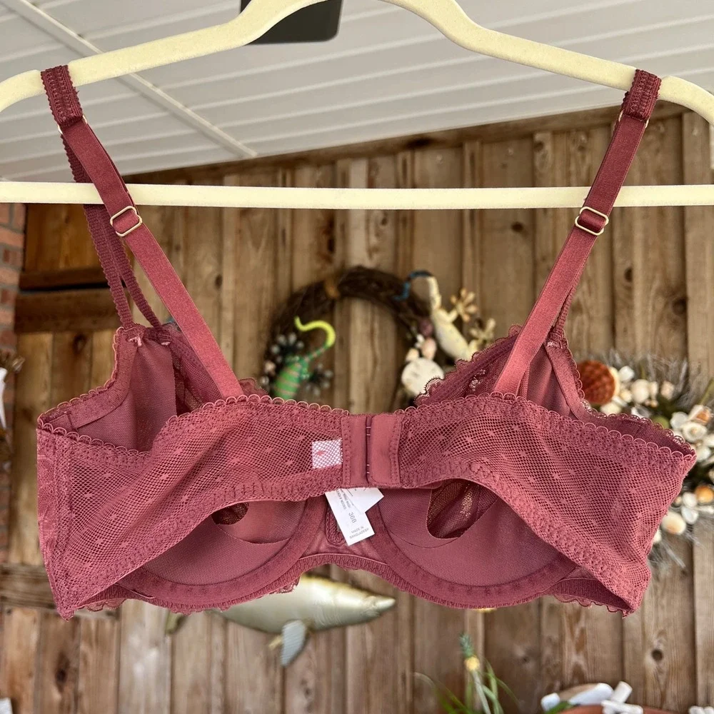 Auden Lace Underwire Bra 36B Dusty Rose Mauve Unlined Full‎ Coverage